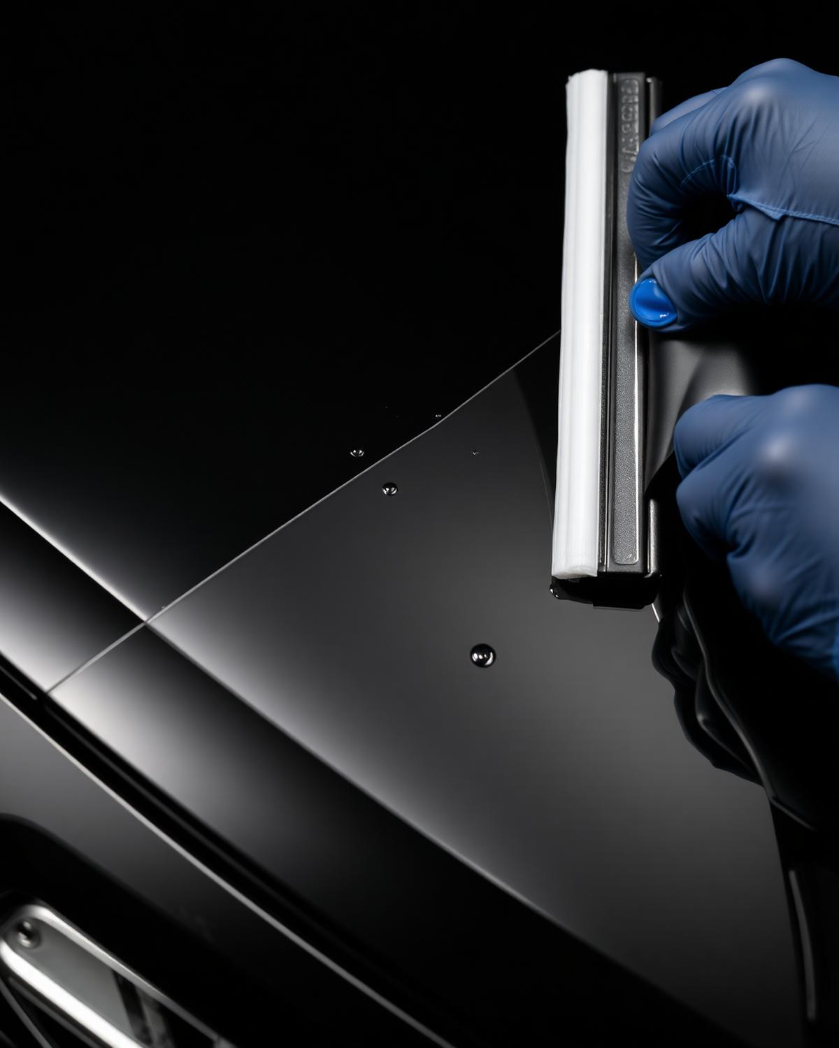 Paint protection film being installed and registered to a vehicle VIN