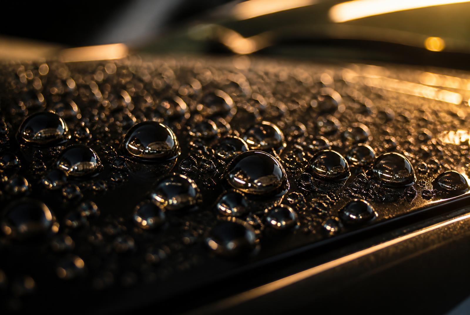 Water beading on ceramic-coated black paint